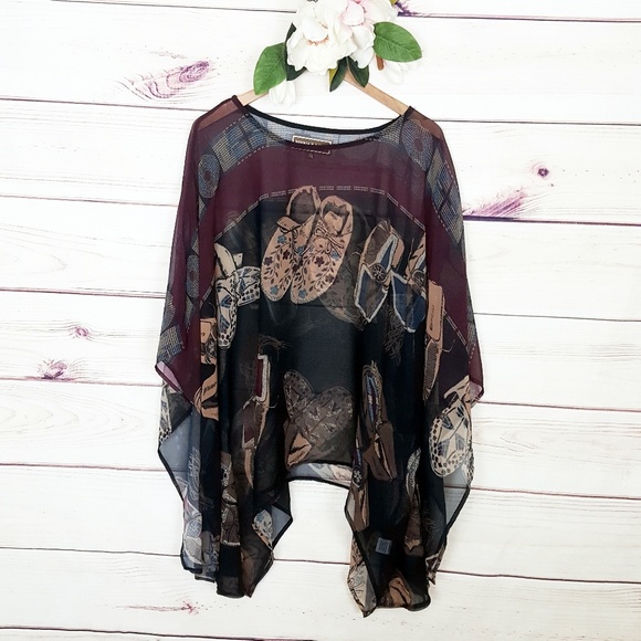 Double D Ranch Sweaters - Double D Ranch ~Navajo Mossicans Western Poncho XL
